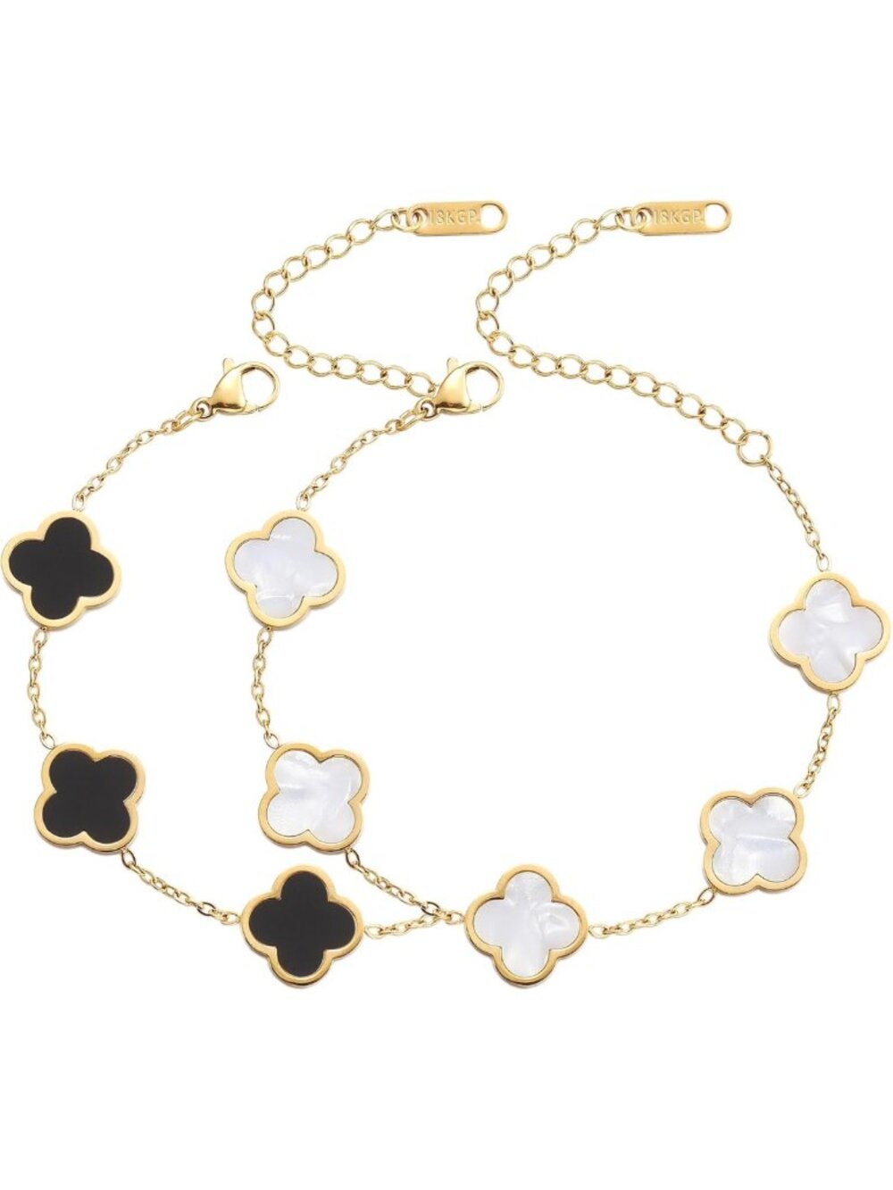 18K Gold Plated Clover Bracelet for Women - Lucky Four Leaf Flower Jewelry Gift